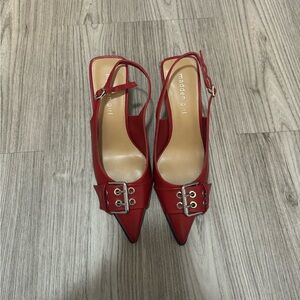 Madden Girl Red Buckle Slingback Heels